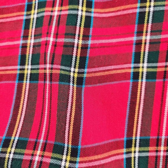 LaRoque Red Plaid Ruffle Peplum Blouse Size M Feminine Top Short Sleeve Casual - Picture 7 of 7